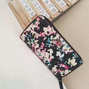 Kate Spade zipper wallet, black with flowers